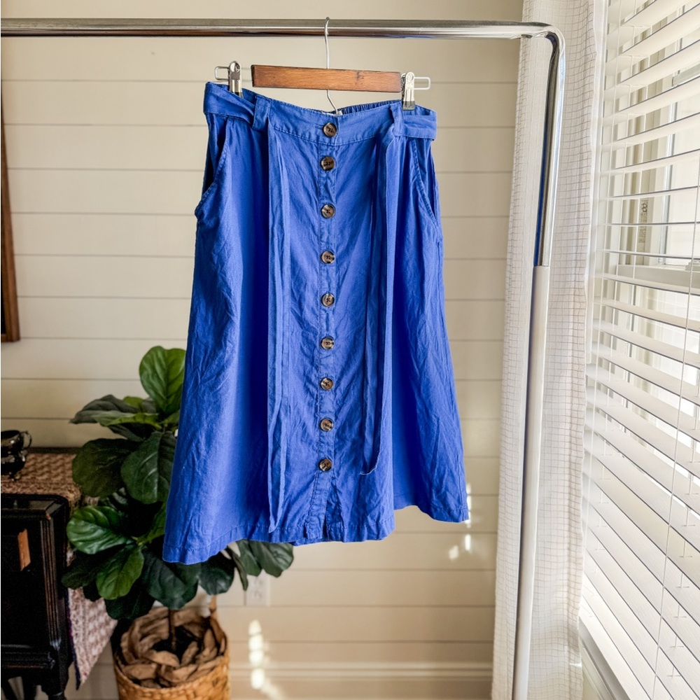 Christian Siriano Royal Blue Linen Skirt